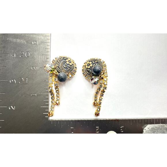 Vintage 1960s "Juliana" Black Button & Lava Bead Demi-Parure - Picture 7 of 10